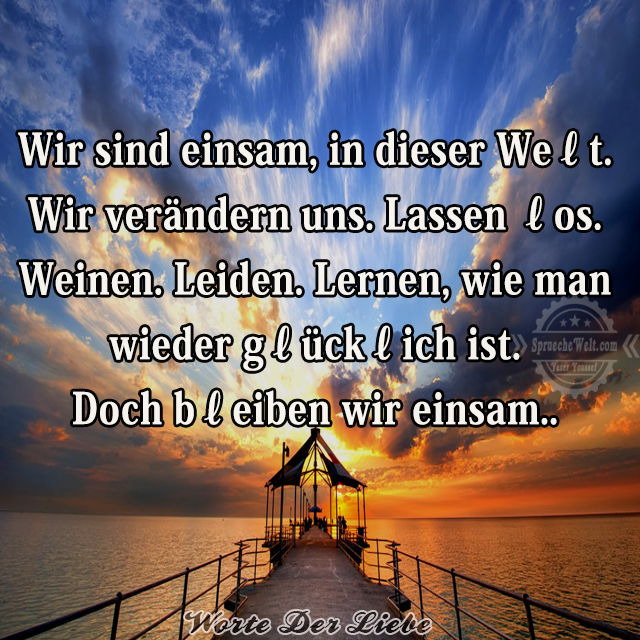 Wir sind einsam, in dieser Weℓt.